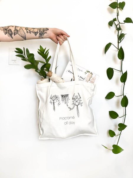 Macrame All Day Tote - Bright White